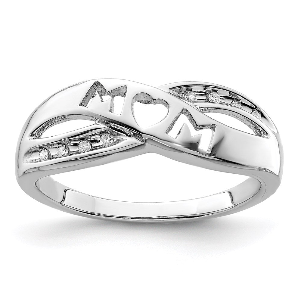 Sterlingsilber Rhodiniert Diamant Mama Ring