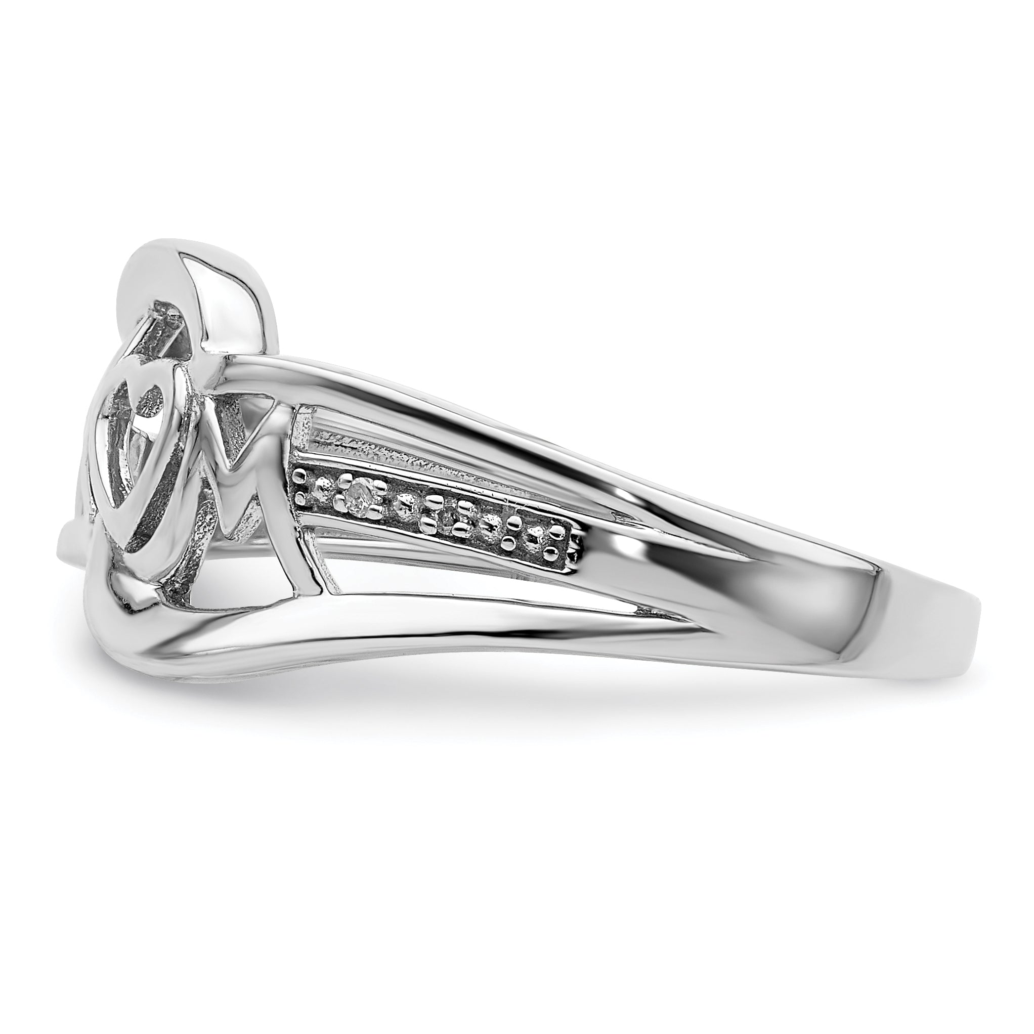 Sterlingsilber Rhodiniert Diamant Herz Mama Ring