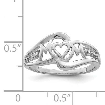 Sterlingsilber Rhodiniert Diamant Herz Mama Ring
