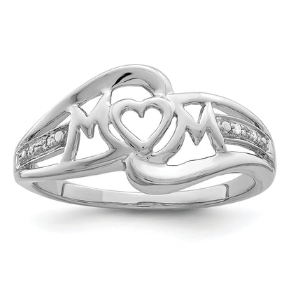 Sterlingsilber Rhodiniert Diamant Herz Mama Ring