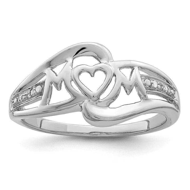 Sterlingsilber Rhodiniert Diamant Herz Mama Ring