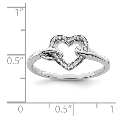 Sterlingsilber Rhodiniert Diamant Herz Ring