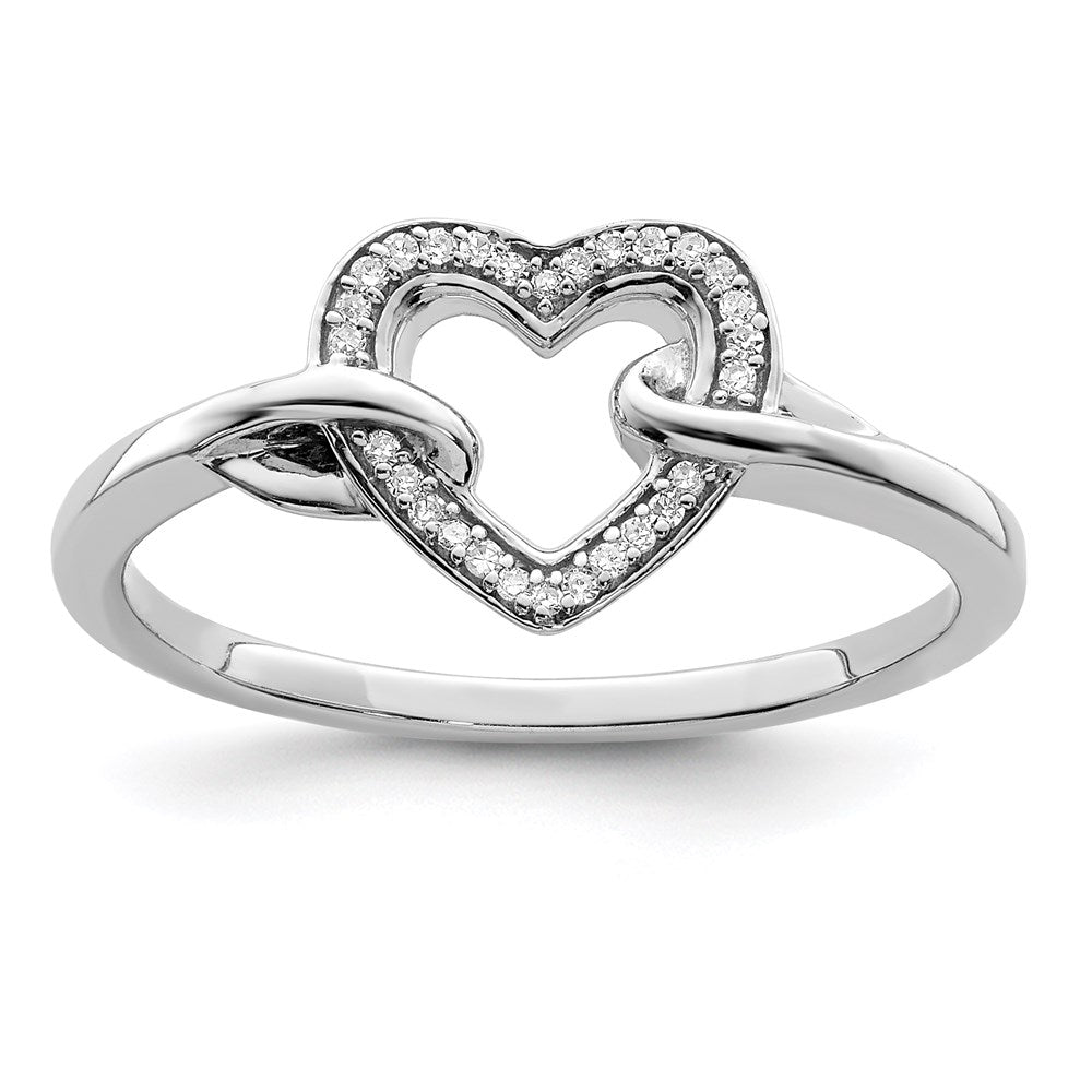 Sterlingsilber Rhodiniert Diamant Herz Ring