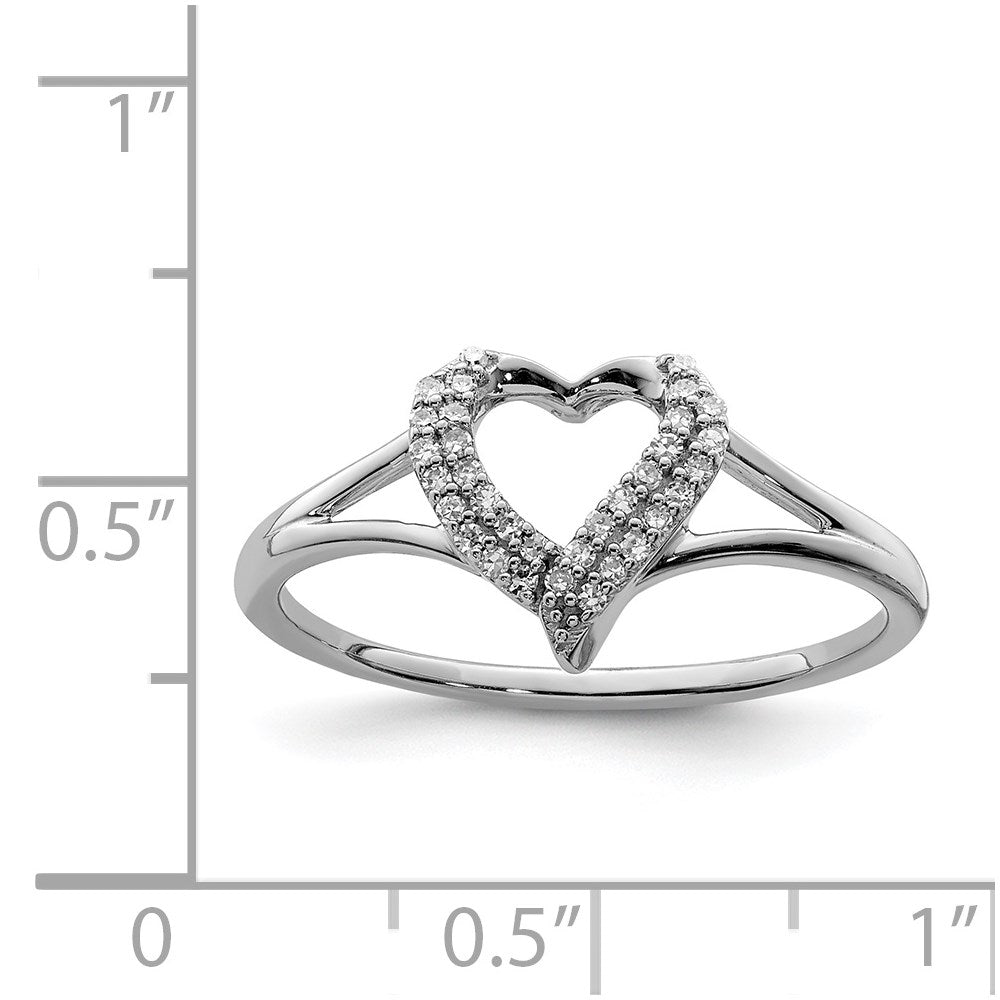 Sterlingsilber Rhodium Diamant Herz Ring (size 6 Nur)