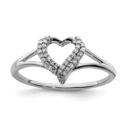 Sterlingsilber Rhodium Diamant Herz Ring (size 6 Nur)
