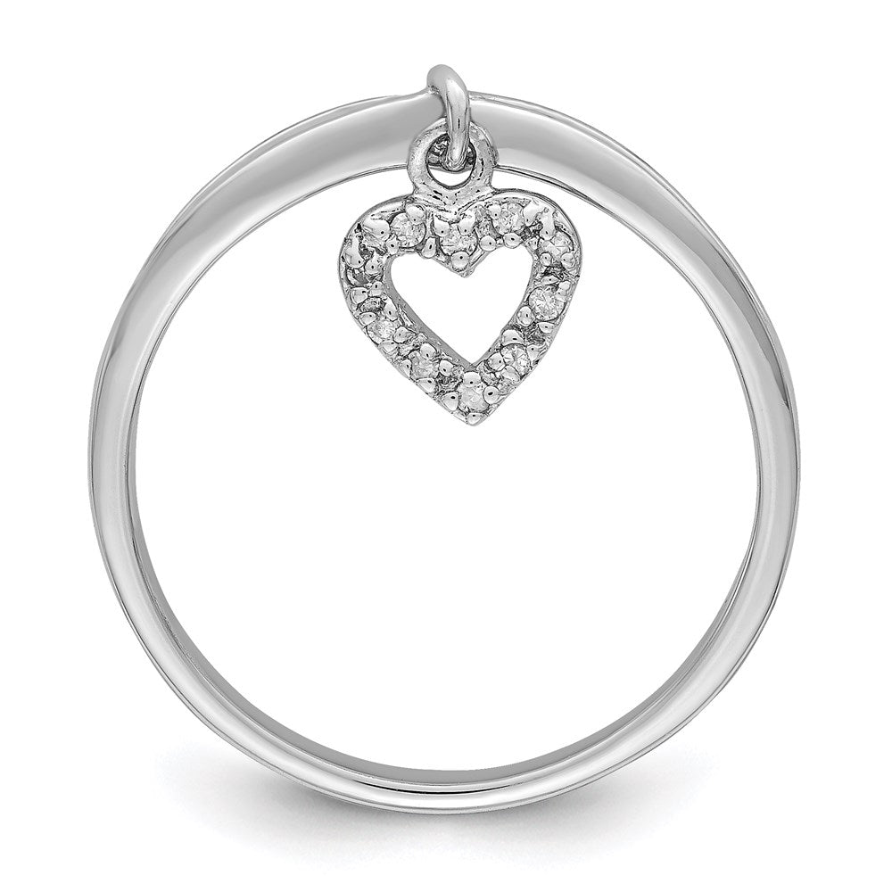 Sterlingsilber Rhodiniert Diamant Herz Hängend Ring