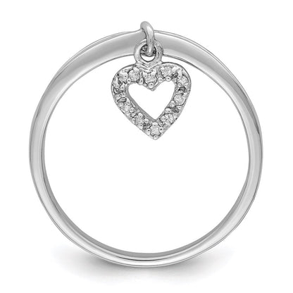 Sterlingsilber Rhodiniert Diamant Herz Hängend Ring
