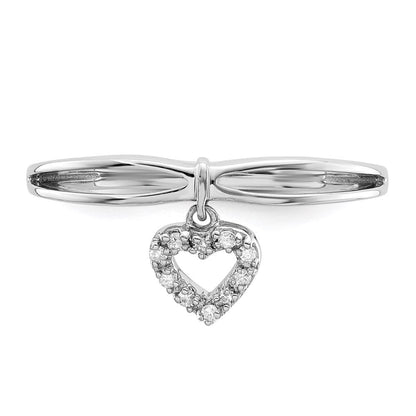 Sterlingsilber Rhodiniert Diamant Herz Hängend Ring