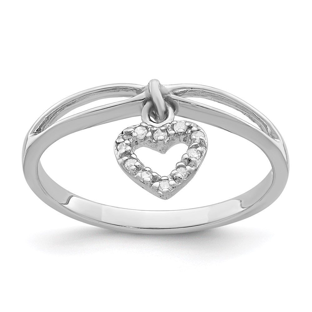 Sterlingsilber Rhodiniert Diamant Herz Hängend Ring