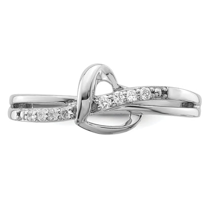 Sterlingsilber Rhodiniert Diamant Herz Ring