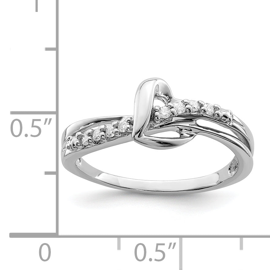 Sterlingsilber Rhodiniert Diamant Herz Ring
