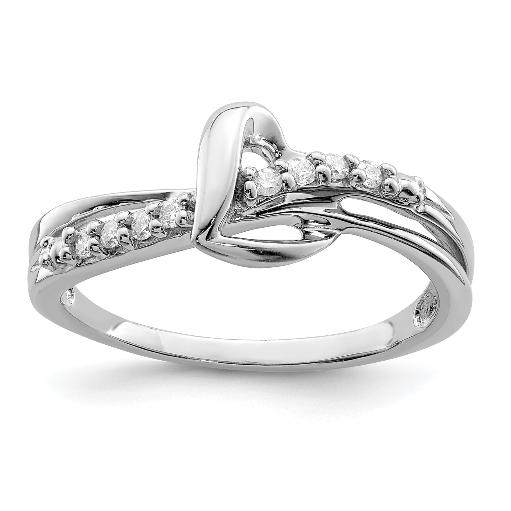 Sterlingsilber Rhodiniert Diamant Herz Ring