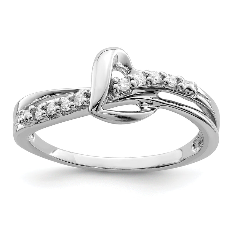 Sterlingsilber Rhodiniert Diamant Herz Ring