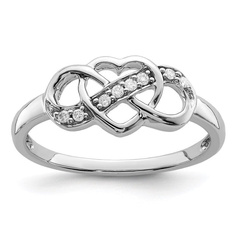 Sterlingsilber Rhodiniert Diamant Herz Ring
