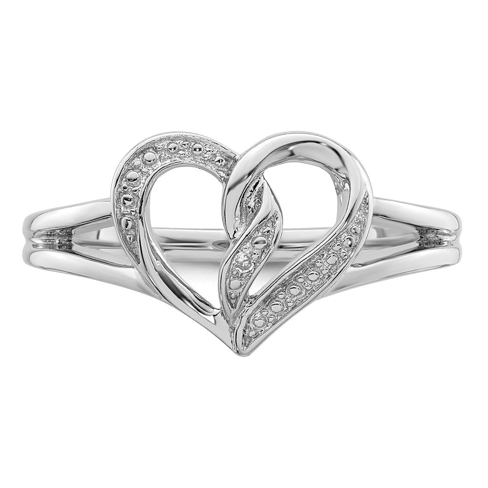 Sterlingsilber Rhodiniert Diamant Herz Ring