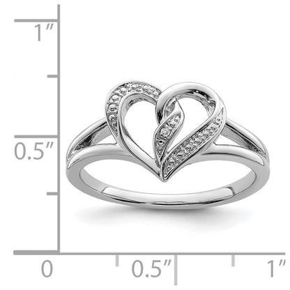 Sterlingsilber Rhodiniert Diamant Herz Ring