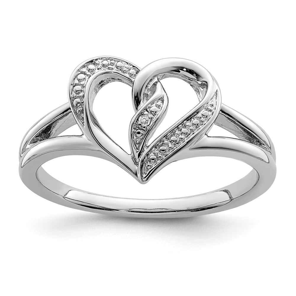 Sterlingsilber Rhodiniert Diamant Herz Ring