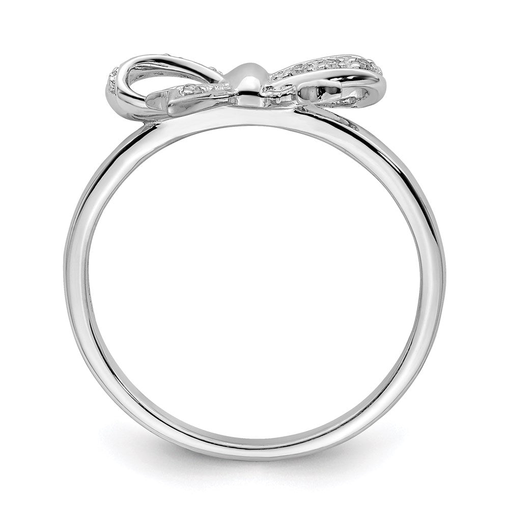 Sterlingsilber Rhodiniert Diamant Schleife Ring