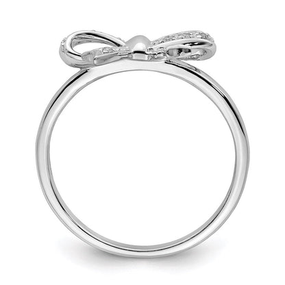 Sterlingsilber Rhodiniert Diamant Schleife Ring
