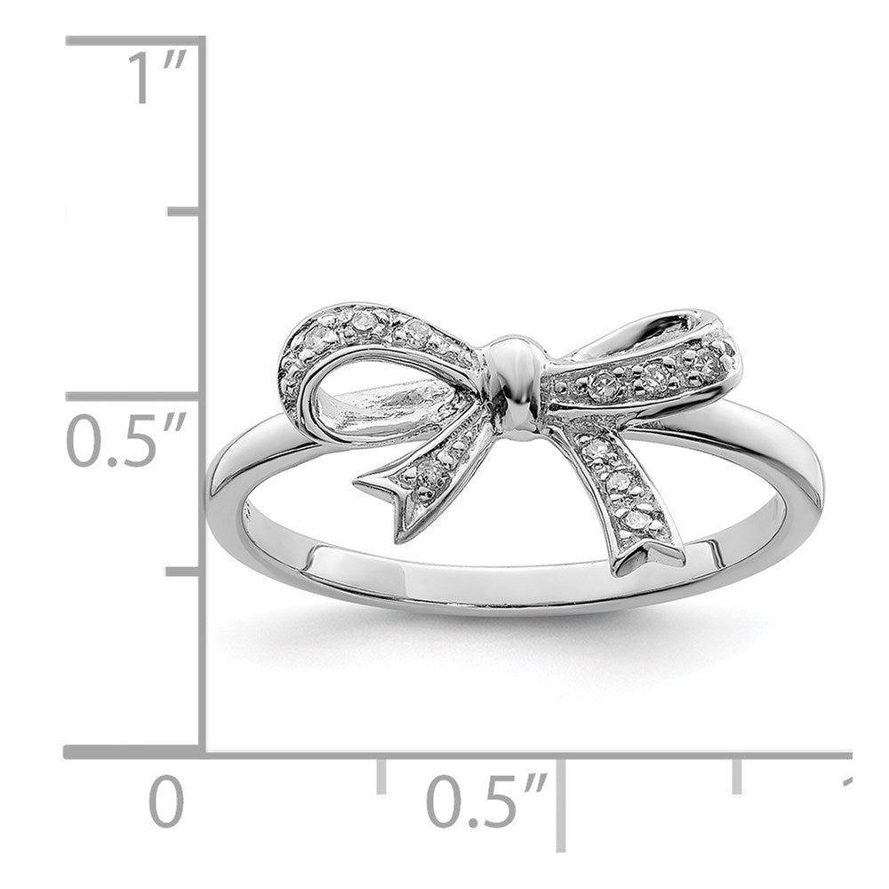 Sterlingsilber Rhodiniert Diamant Schleife Ring