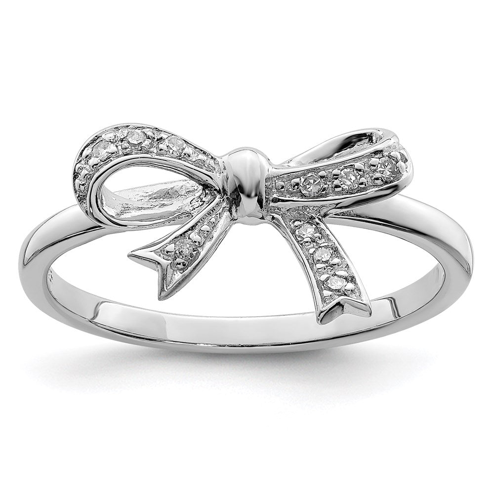 Sterlingsilber Rhodiniert Diamant Schleife Ring