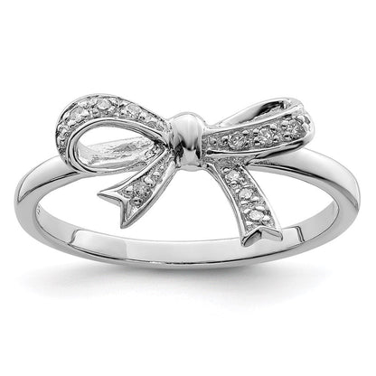 Sterlingsilber Rhodiniert Diamant Schleife Ring