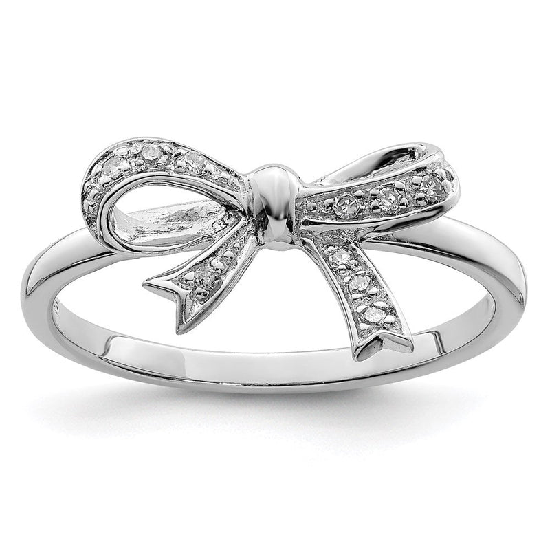 Sterlingsilber Rhodiniert Diamant Schleife Ring