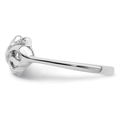 Sterlingsilber Rhodiniert Diamant Schleife Ring