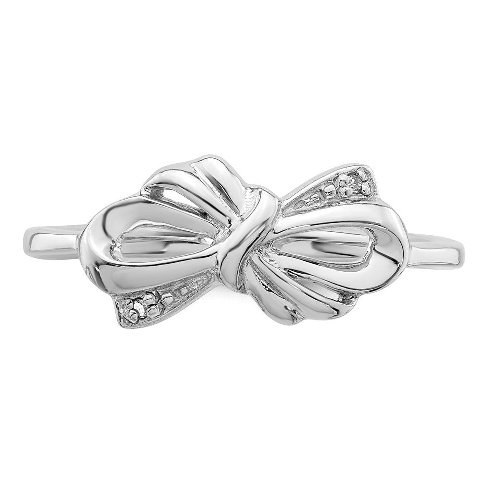 Sterlingsilber Rhodiniert Diamant Schleife Ring