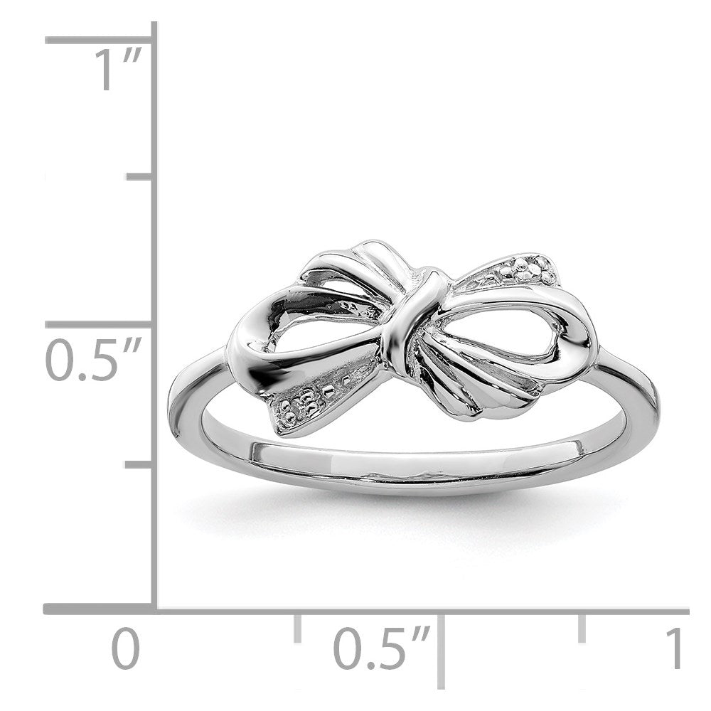 Sterlingsilber Rhodiniert Diamant Schleife Ring