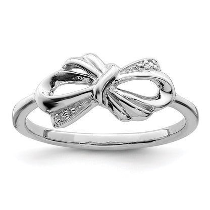 Sterlingsilber Rhodiniert Diamant Schleife Ring