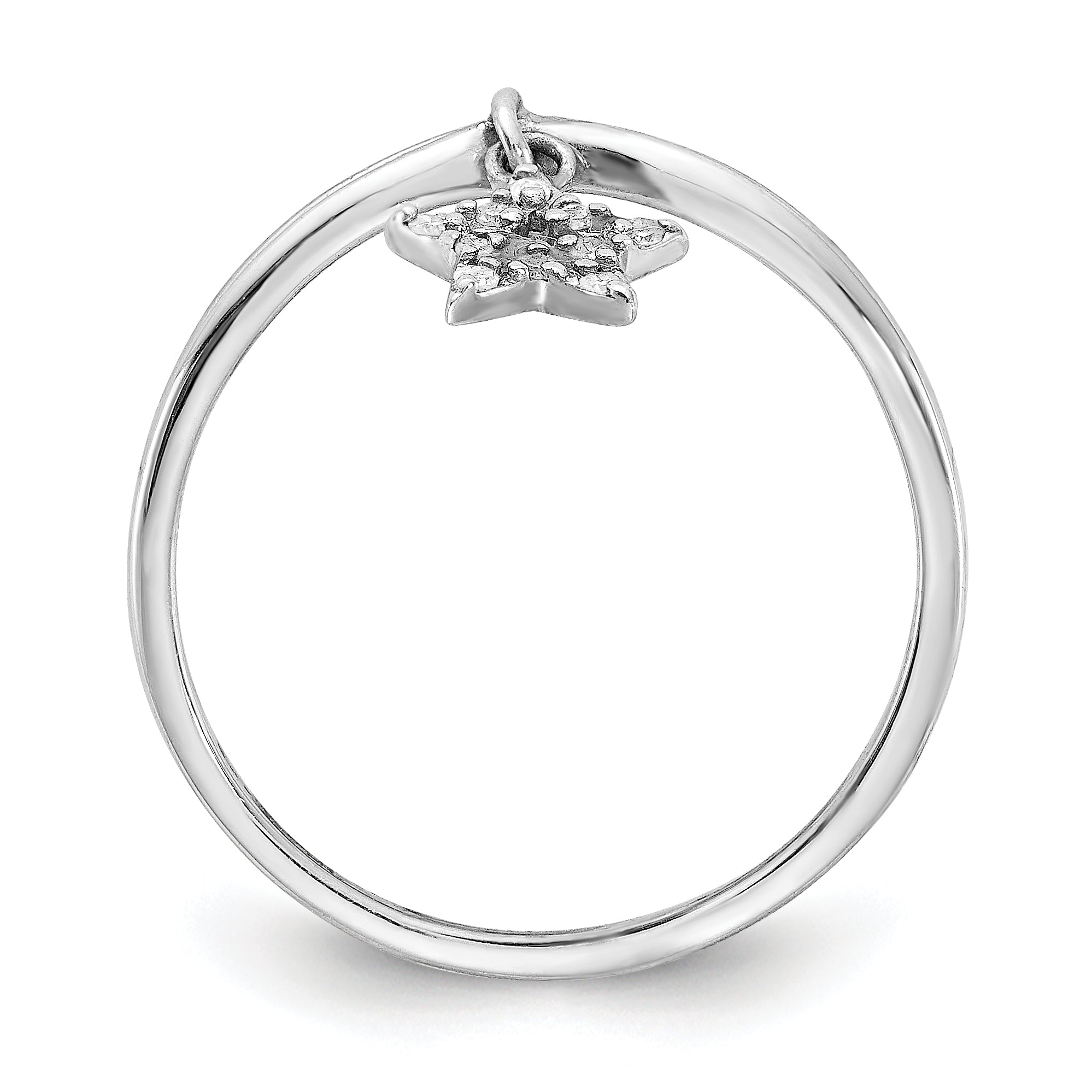 Sterlingsilber Rhodiniert Diamant Stern Hängend Ring