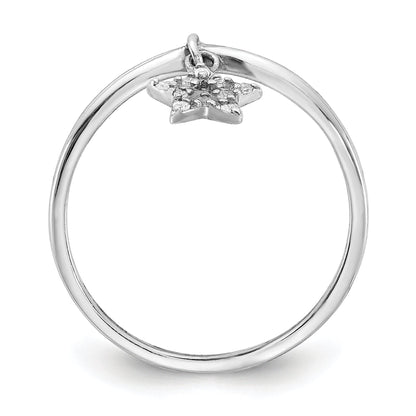Sterlingsilber Rhodiniert Diamant Stern Hängend Ring