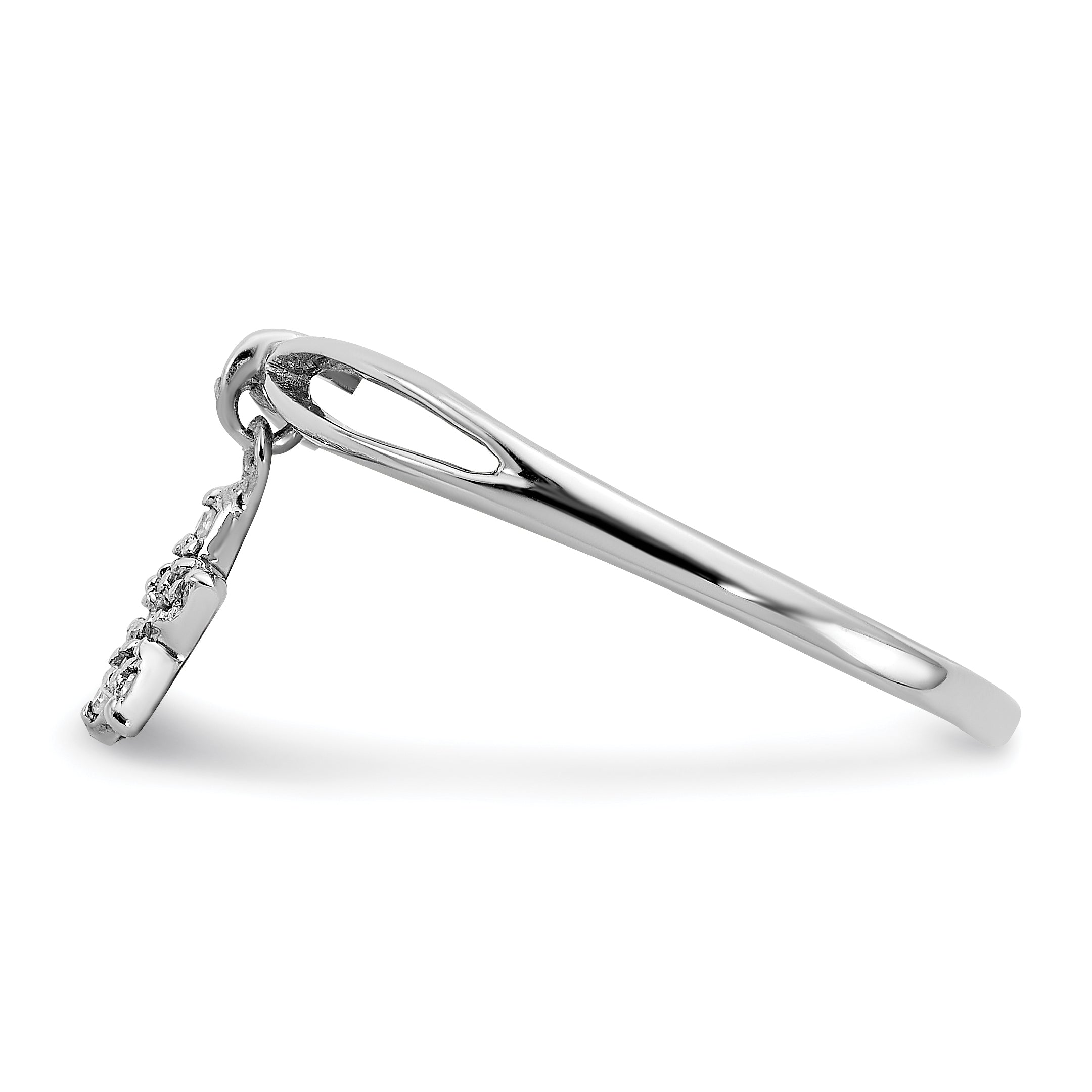 Sterlingsilber Rhodiniert Diamant Stern Hängend Ring