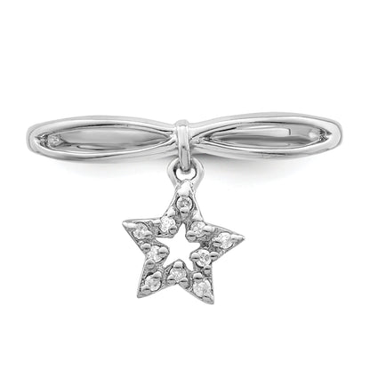 Sterlingsilber Rhodiniert Diamant Stern Hängend Ring