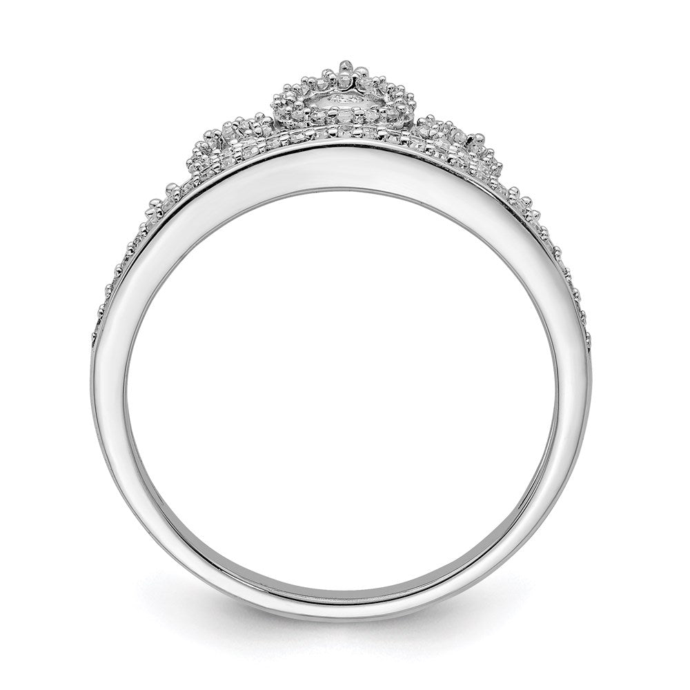 Sterlingsilber Rhodiniert Diamant Krone Ring