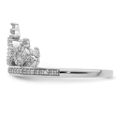 Sterlingsilber Rhodiniert Diamant Krone Ring