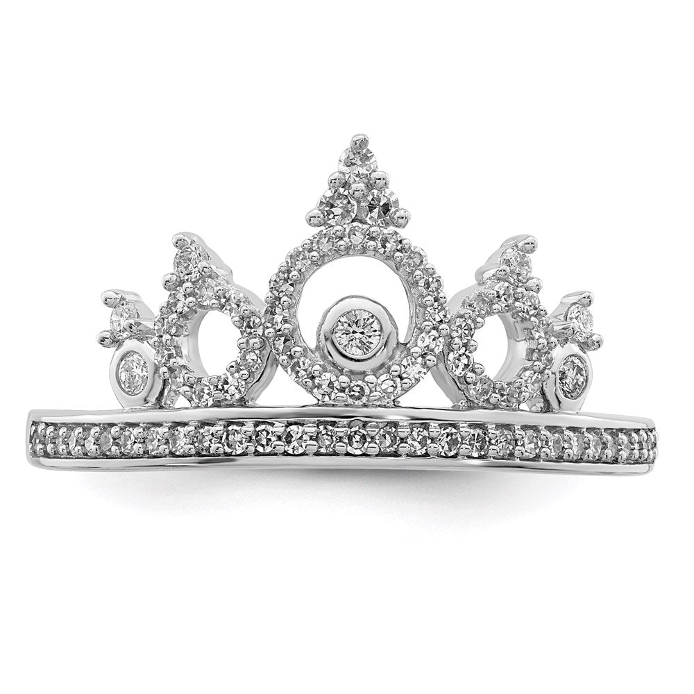 Sterlingsilber Rhodiniert Diamant Krone Ring