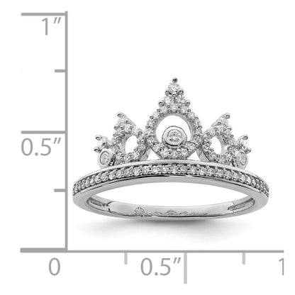 Sterlingsilber Rhodiniert Diamant Krone Ring