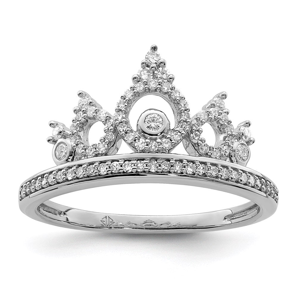 Sterlingsilber Rhodiniert Diamant Krone Ring
