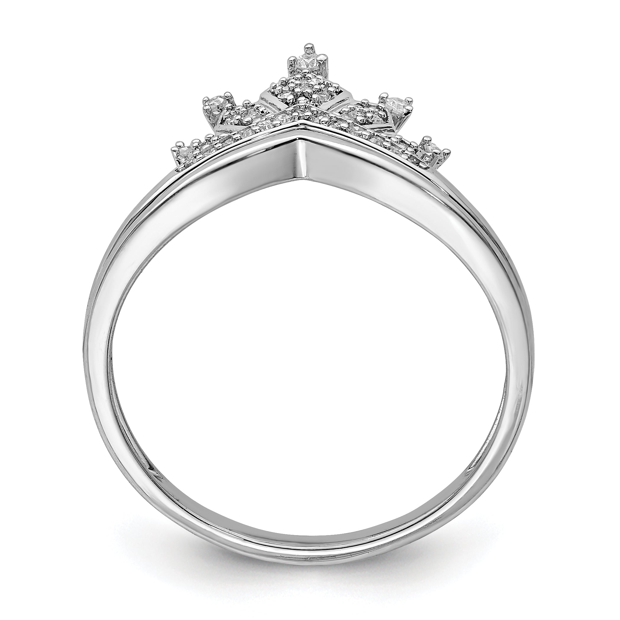Sterlingsilber Rhodiniert Diamant Krone Ring