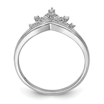 Sterlingsilber Rhodiniert Diamant Krone Ring