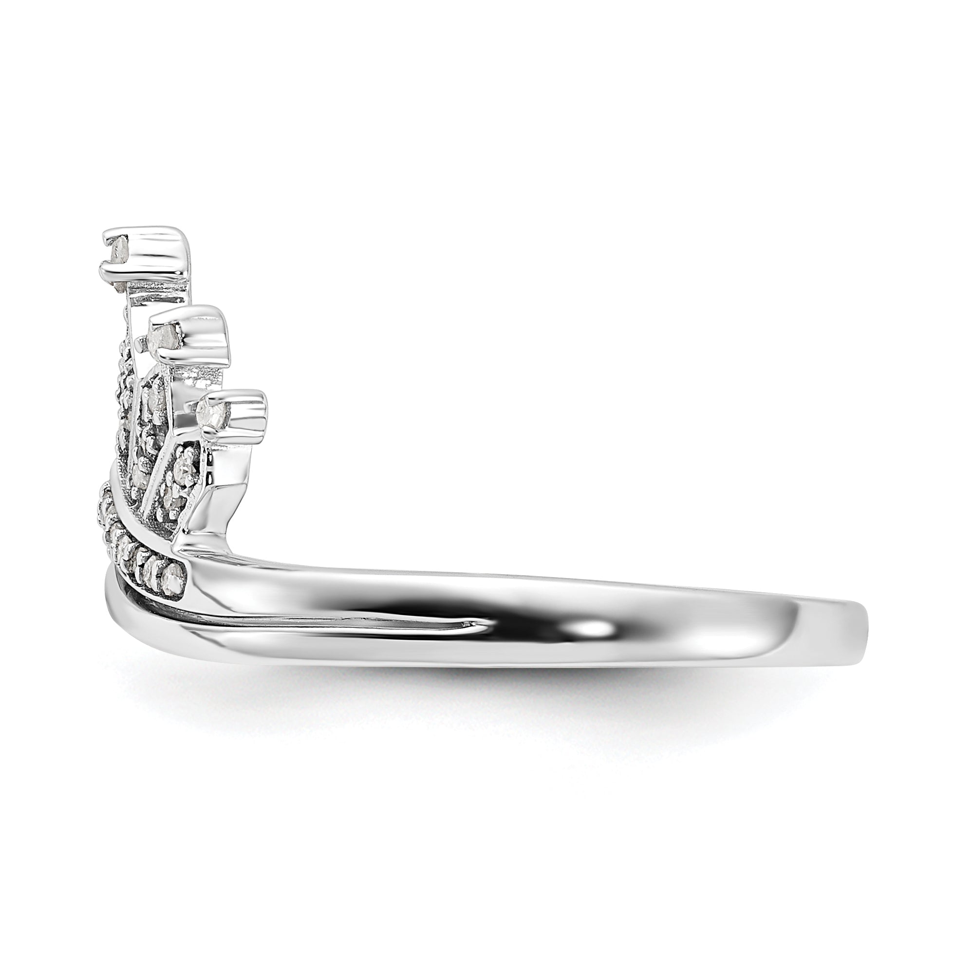 Sterlingsilber Rhodiniert Diamant Krone Ring