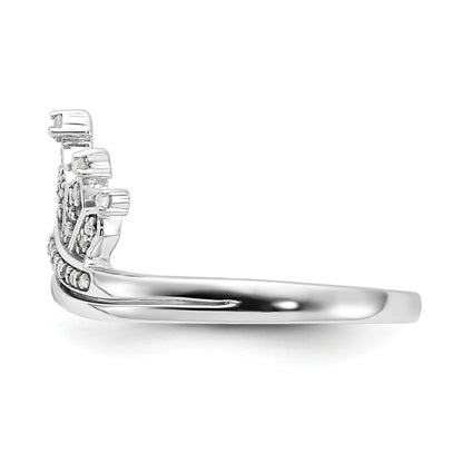 Sterlingsilber Rhodiniert Diamant Krone Ring
