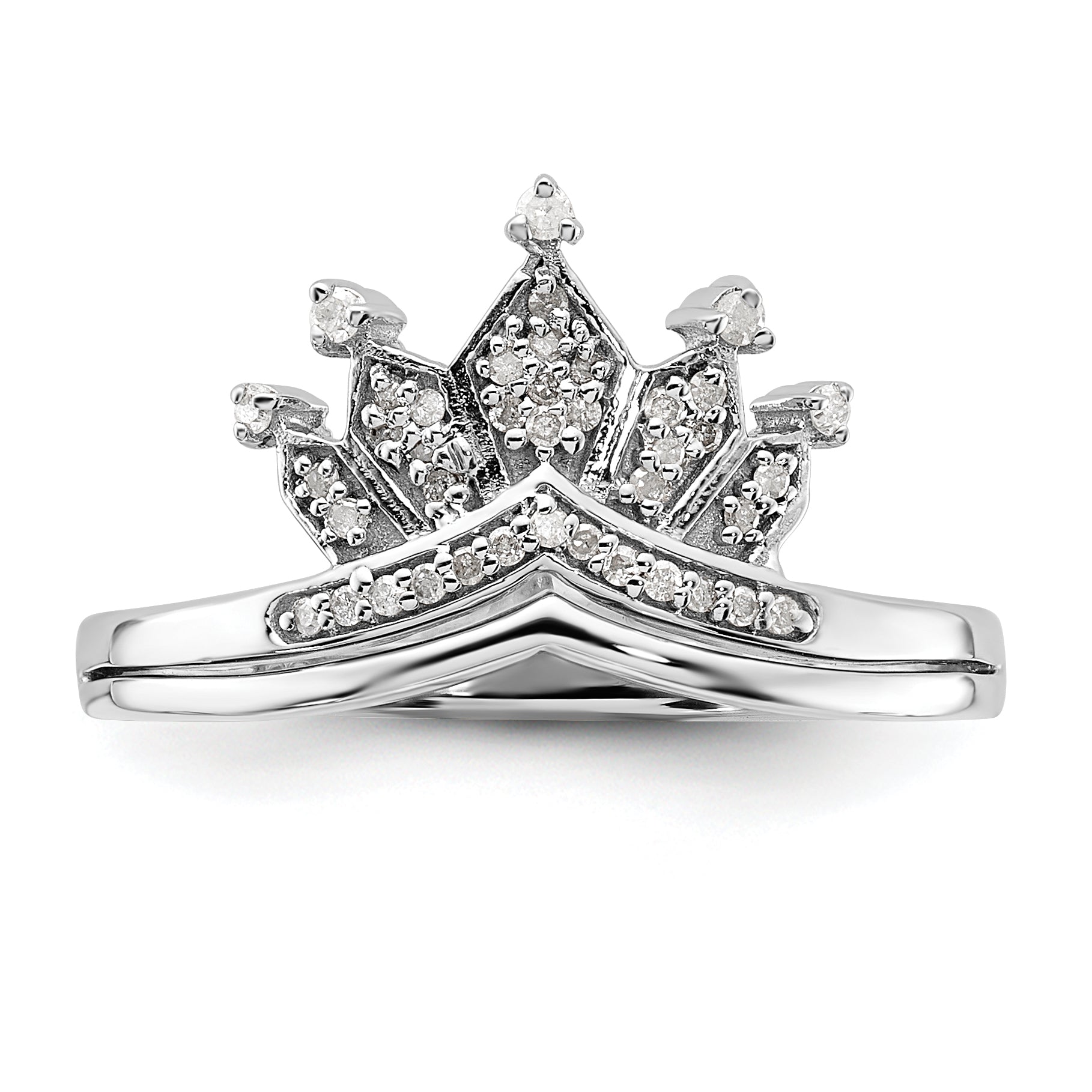 Sterlingsilber Rhodiniert Diamant Krone Ring