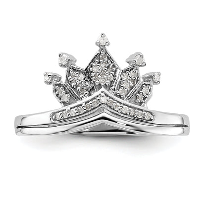 Sterlingsilber Rhodiniert Diamant Krone Ring