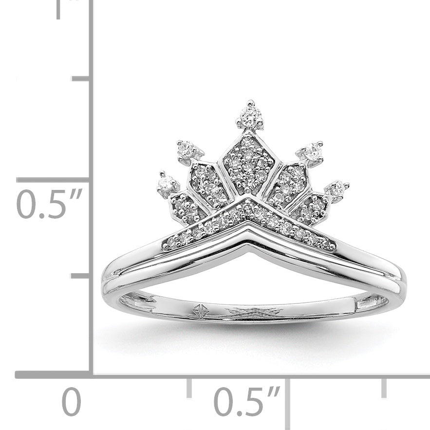Sterlingsilber Rhodiniert Diamant Krone Ring