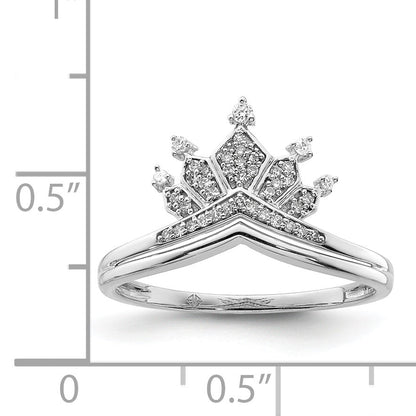 Sterlingsilber Rhodiniert Diamant Krone Ring