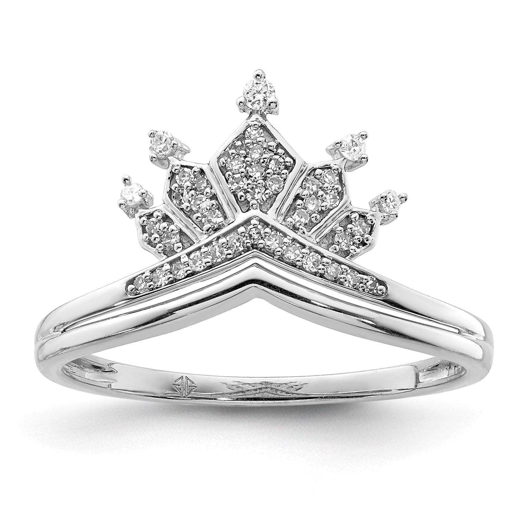 Sterlingsilber Rhodiniert Diamant Krone Ring