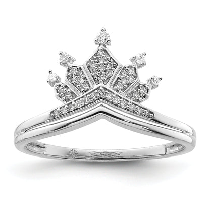 Sterlingsilber Rhodiniert Diamant Krone Ring